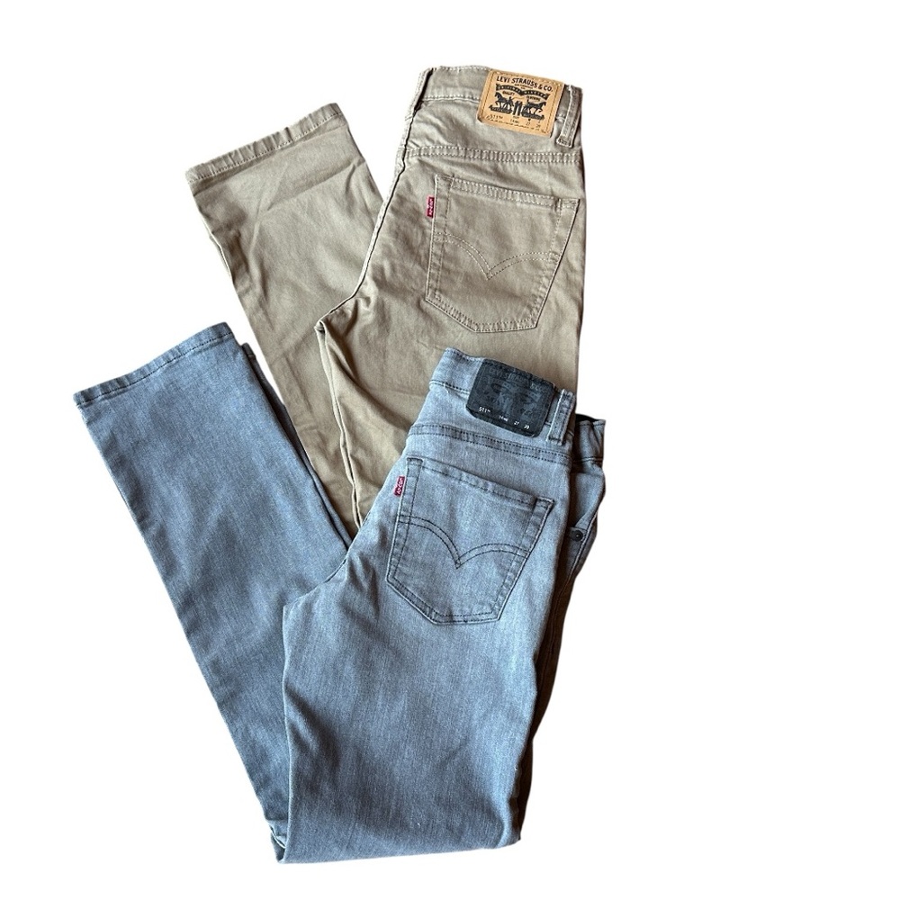 Boys Levi's 511 Gray and Tan Adjustable Waist Size 14